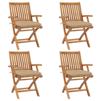 Skládací Zahradní Židle S Poduškami 4 Ks Masivní Teak