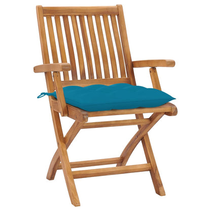 Skládací Zahradní Židle S Poduškami 4 Ks Masivní Teak Světle Modrá
