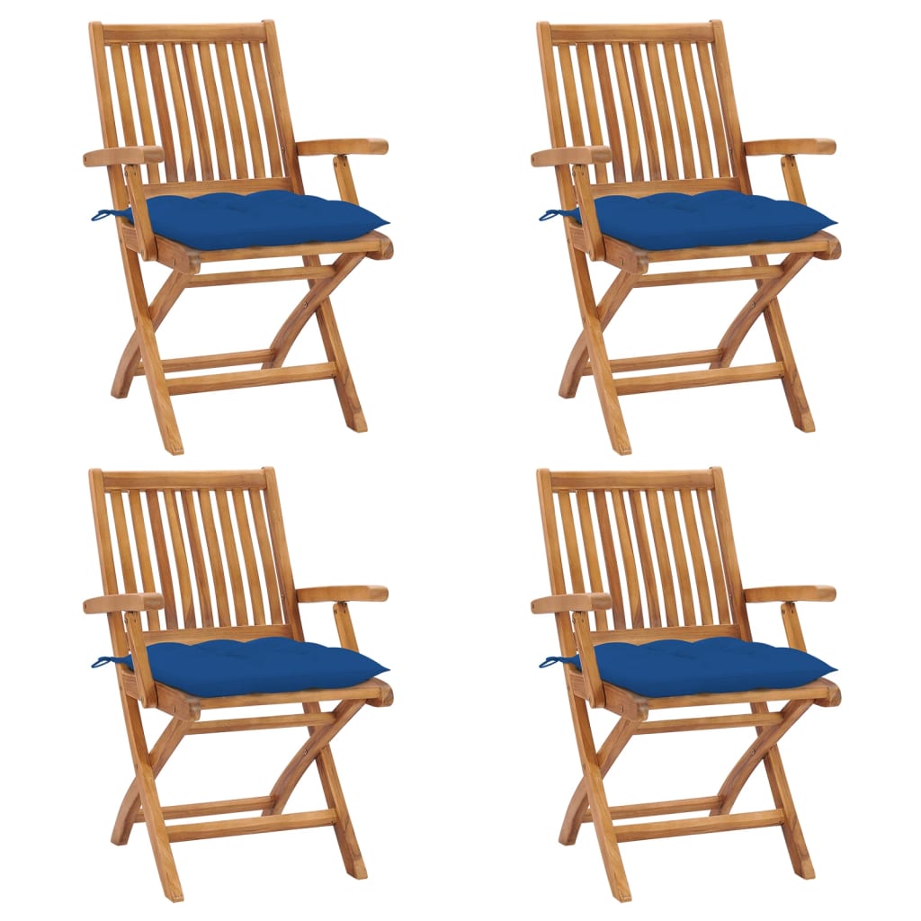 Skládací Zahradní Židle S Poduškami 6 Ks Masivní Teak Modrá