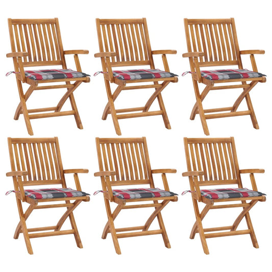Skládací Zahradní Židle S Poduškami 6 Ks Masivní Teak