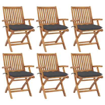 Skládací Zahradní Židle S Poduškami 4 Ks Masivní Teak Antracitová