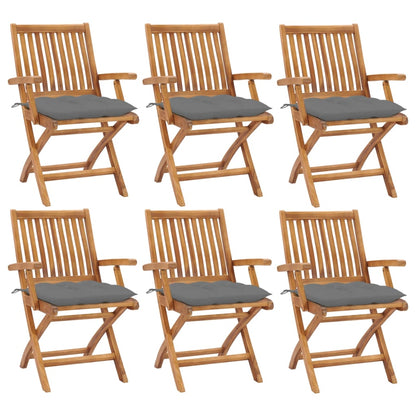 Skládací Zahradní Židle S Poduškami 4 Ks Masivní Teak Šedá