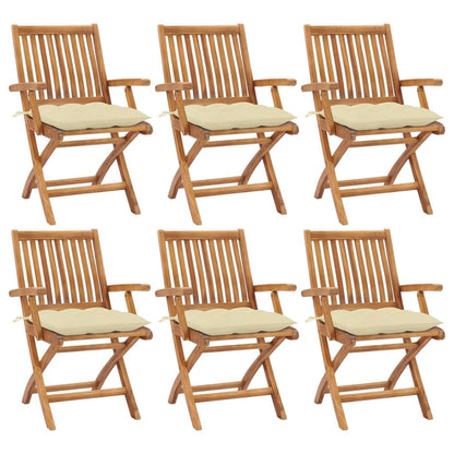 Skládací Zahradní Židle S Poduškami 4 Ks Masivní Teak Krémová