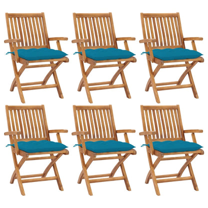 Skládací Zahradní Židle S Poduškami 4 Ks Masivní Teak Světle Modrá