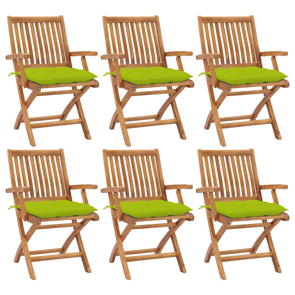 Zahradní Židle 2 Ks Jasně Zelené Podušky Masivní Teak Jasně Zelená