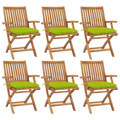 Zahradní Židle 2 Ks Jasně Zelené Podušky Masivní Teak Jasně Zelená