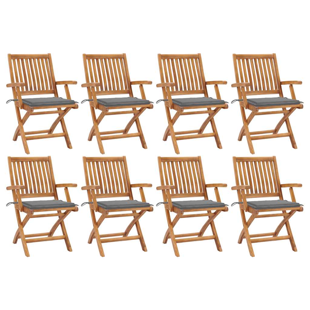 Skládací Zahradní Židle S Poduškami 6 Ks Masivní Teak Šedá