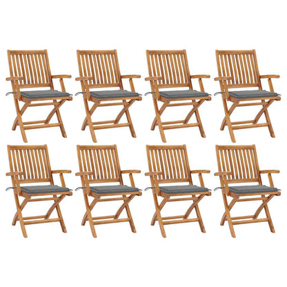 Skládací Zahradní Židle S Poduškami 6 Ks Masivní Teak Šedá