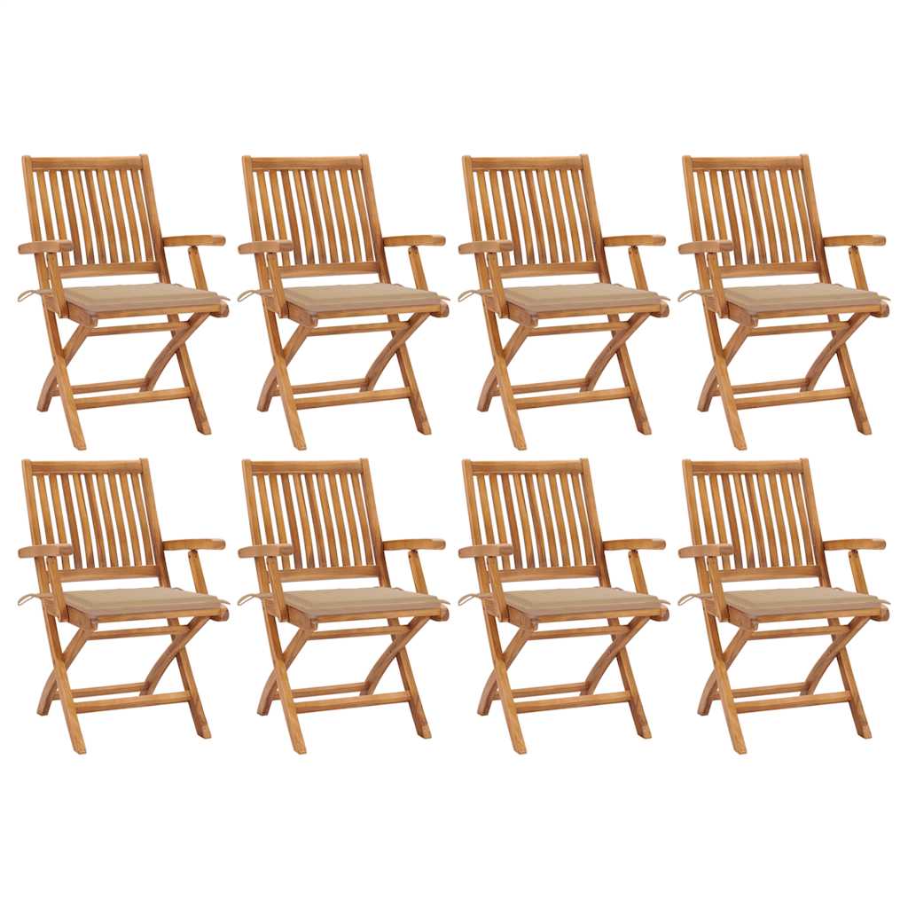 Skládací Zahradní Židle S Poduškami 8 Ks Masivní Teak