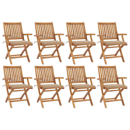 Skládací Zahradní Židle S Poduškami 8 Ks Masivní Teak