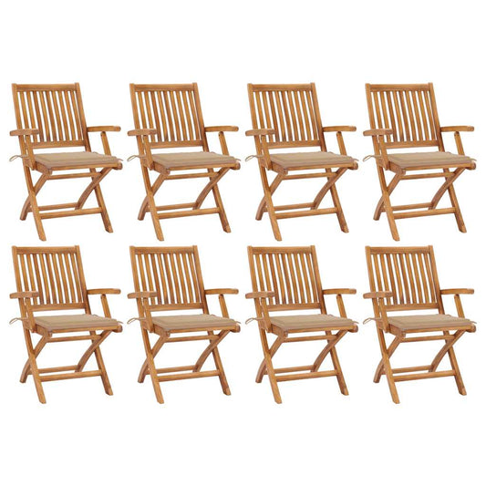 Skládací Zahradní Židle S Poduškami 8 Ks Masivní Teak