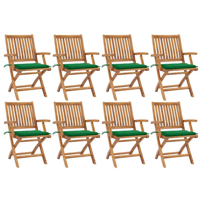 Skládací Zahradní Židle S Poduškami 4 Ks Masivní Teak Zelená