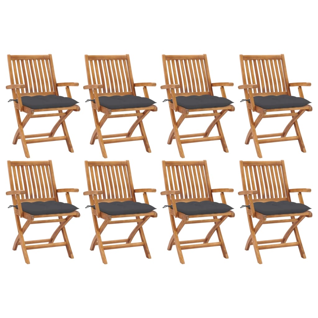 Skládací Zahradní Židle S Poduškami 4 Ks Masivní Teak Antracitová