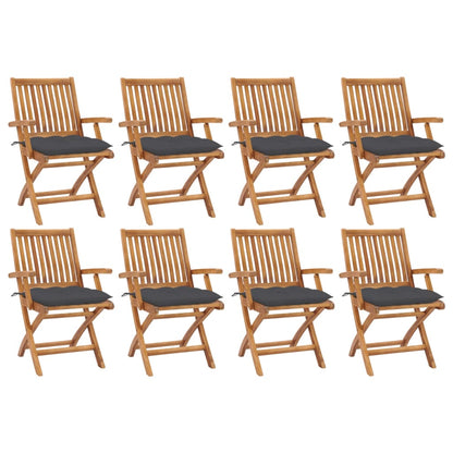 Skládací Zahradní Židle S Poduškami 4 Ks Masivní Teak Antracitová