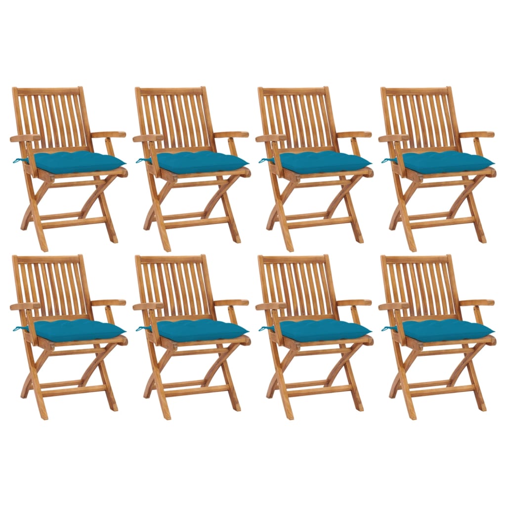 Skládací Zahradní Židle S Poduškami 4 Ks Masivní Teak Světle Modrá