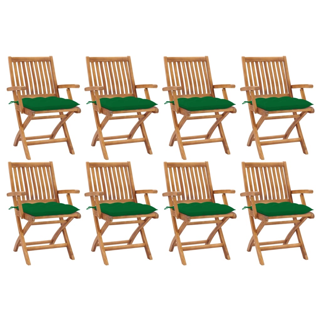 Skládací Zahradní Židle S Poduškami 4 Ks Masivní Teak Zelená