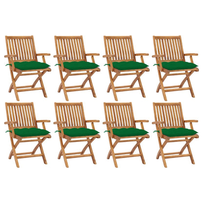 Skládací Zahradní Židle S Poduškami 4 Ks Masivní Teak Zelená