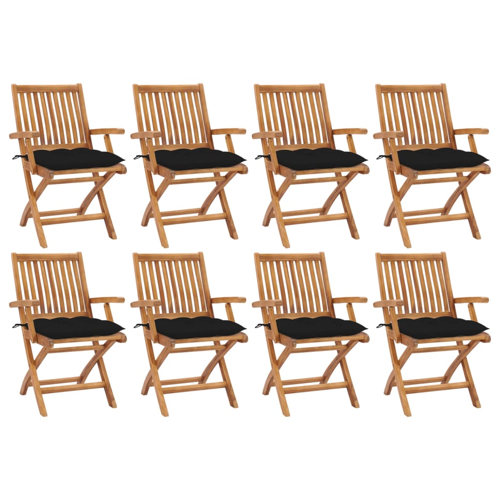 Skládací Zahradní Židle S Poduškami 8 Ks Masivní Teak Taupe