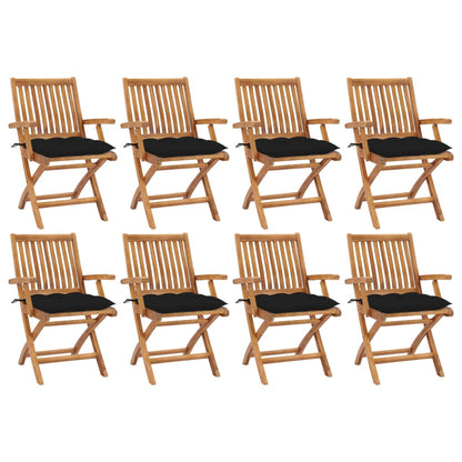 Skládací Zahradní Židle S Poduškami 8 Ks Masivní Teak Taupe