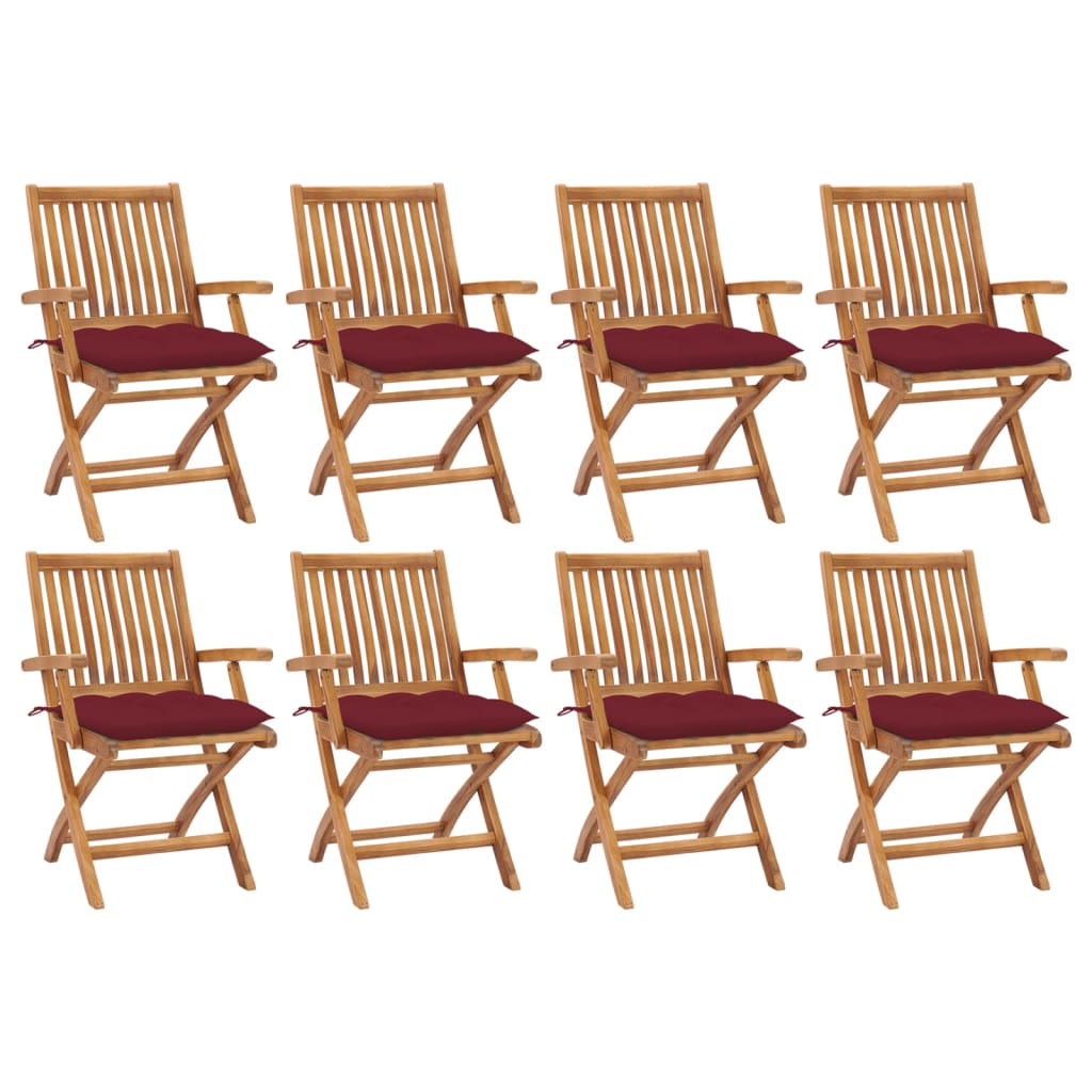 Skládací Zahradní Židle S Poduškami 8 Ks Masivní Teak