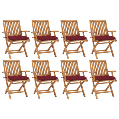 Skládací Zahradní Židle S Poduškami 8 Ks Masivní Teak