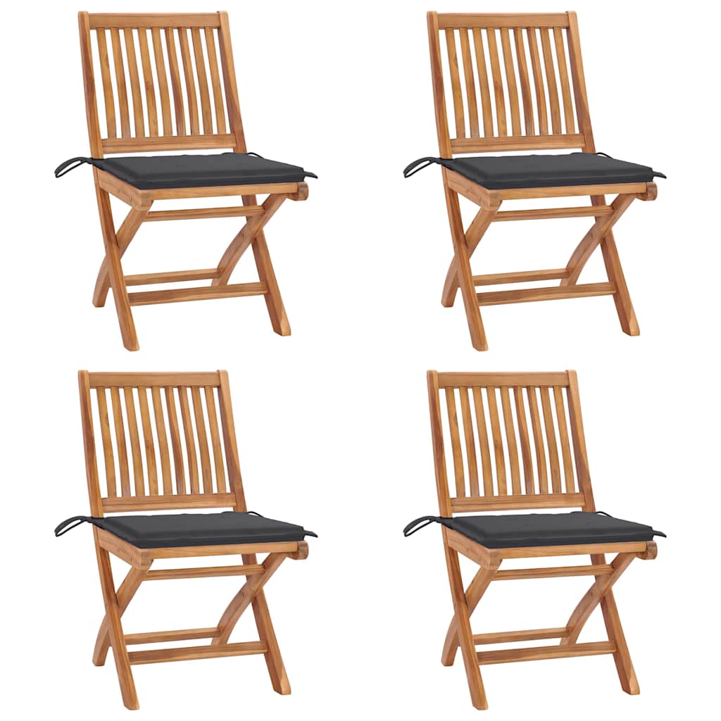 Skládací Zahradní Židle S Poduškami 6 Ks Masivní Teak Antracitová