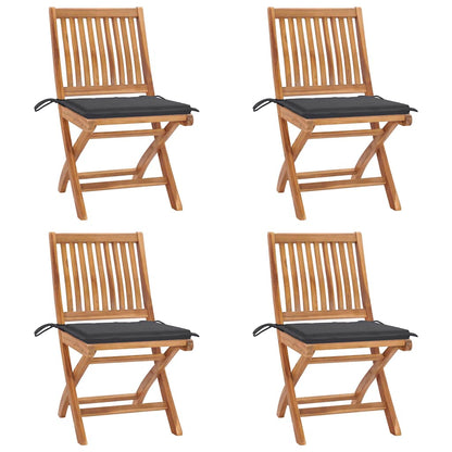 Skládací Zahradní Židle S Poduškami 6 Ks Masivní Teak Antracitová