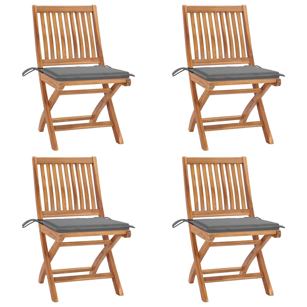 Skládací Zahradní Židle S Poduškami 6 Ks Masivní Teak Šedá