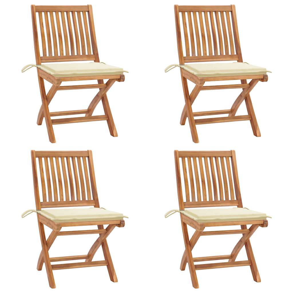Skládací Zahradní Židle S Poduškami 6 Ks Masivní Teak Krémová