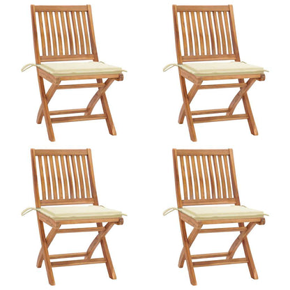 Skládací Zahradní Židle S Poduškami 6 Ks Masivní Teak Krémová
