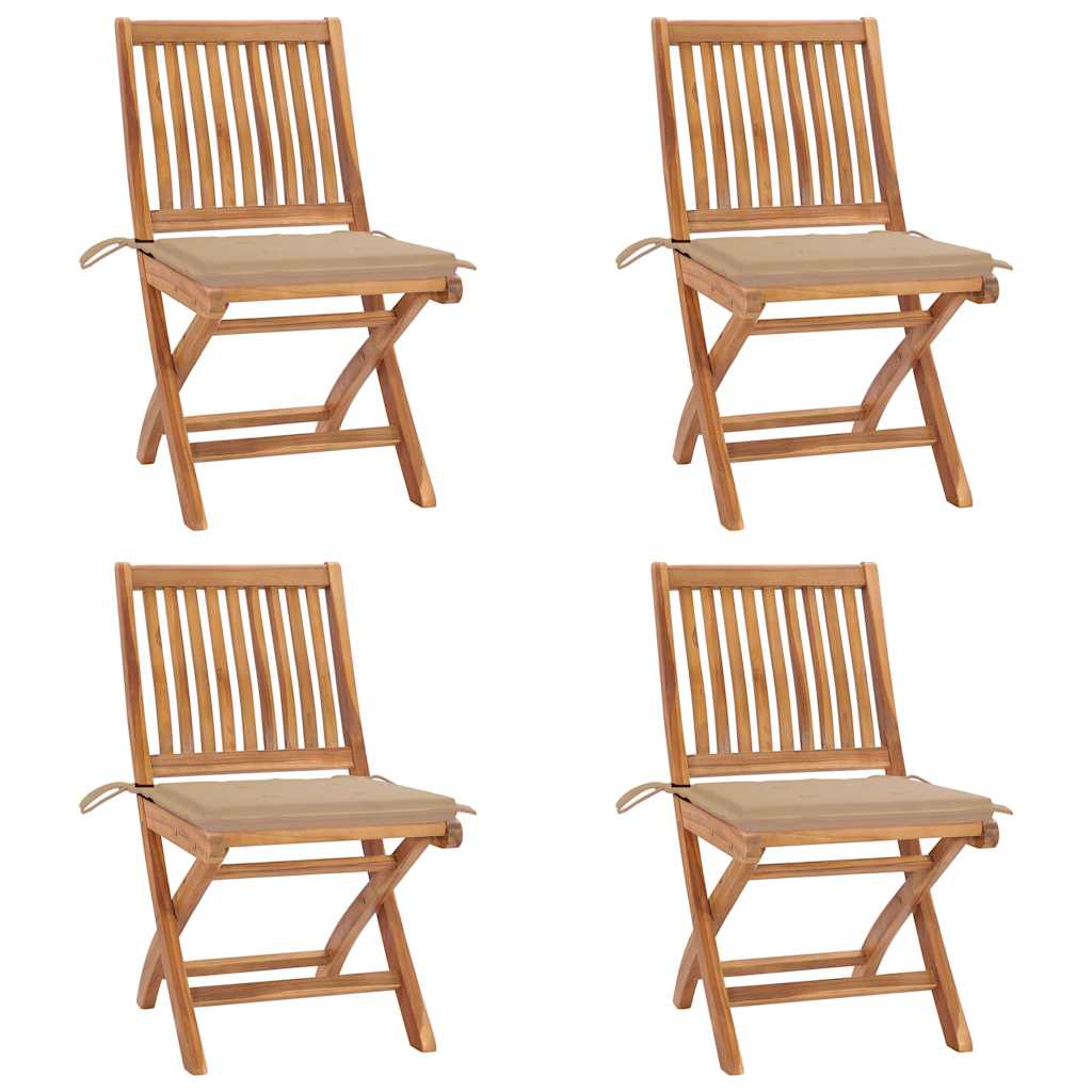 Skládací Zahradní Židle S Poduškami 4 Ks Masivní Teak