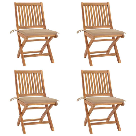 Skládací Zahradní Židle S Poduškami 4 Ks Masivní Teak