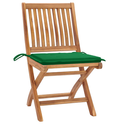Skládací Zahradní Židle S Poduškami 4 Ks Masivní Teak Zelená