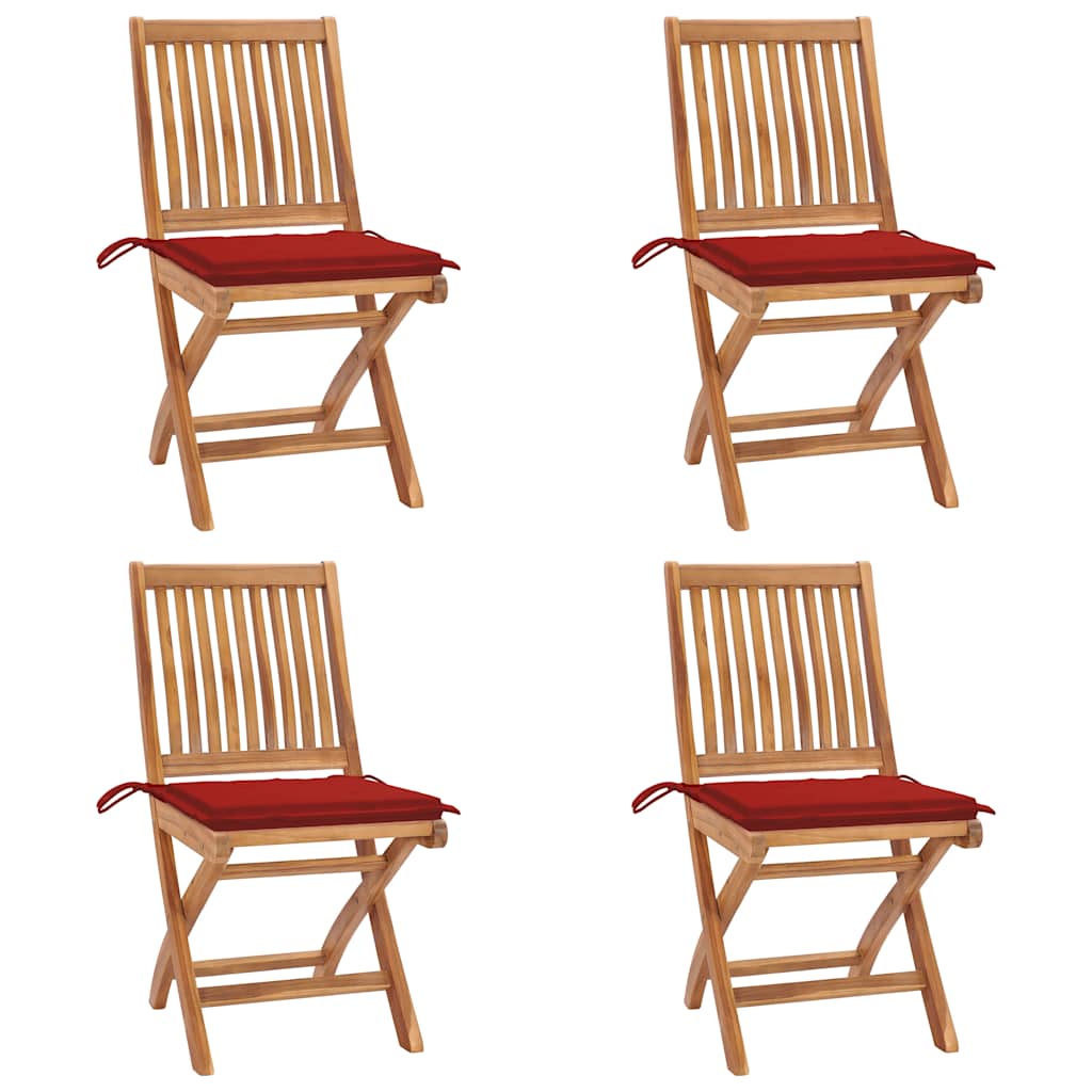 Skládací Zahradní Židle S Poduškami 4 Ks Masivní Teak