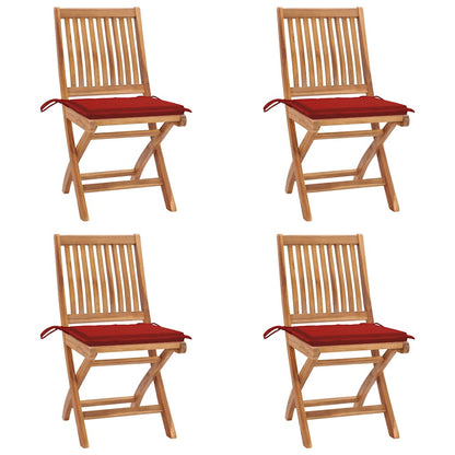 Skládací Zahradní Židle S Poduškami 4 Ks Masivní Teak
