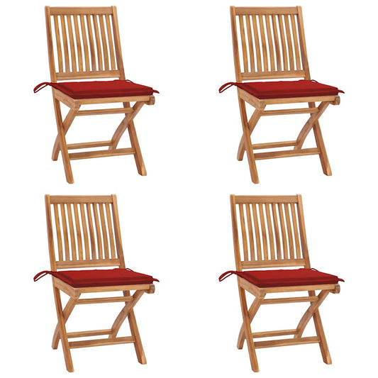Skládací Zahradní Židle S Poduškami 4 Ks Masivní Teak