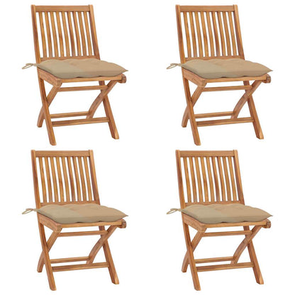 Skládací Zahradní Židle S Poduškami 4 Ks Masivní Teak