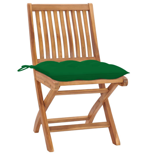 Skládací Zahradní Židle S Poduškami 4 Ks Masivní Teak Zelená