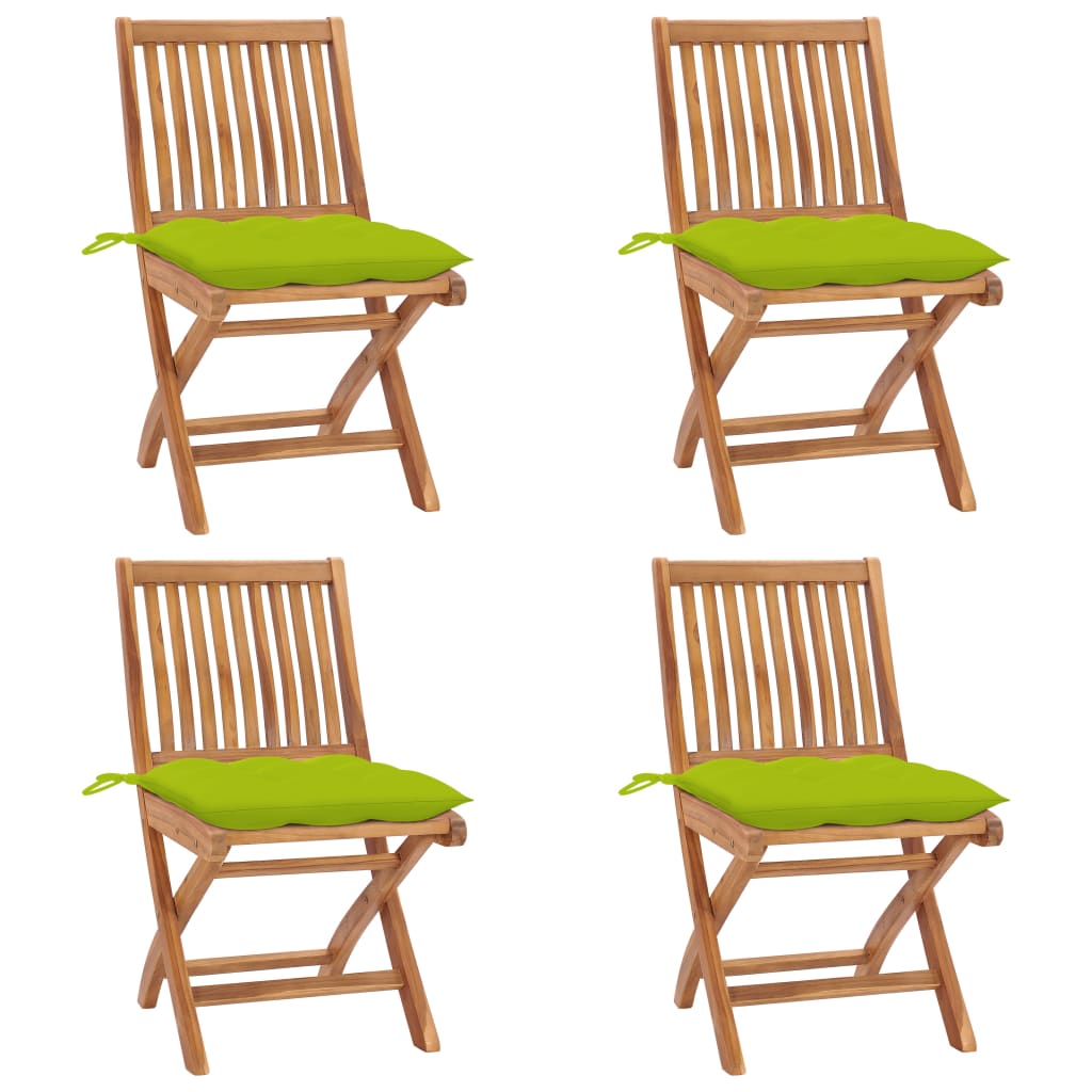 Zahradní Židle 2 Ks Jasně Zelené Podušky Masivní Teak Jasně Zelená