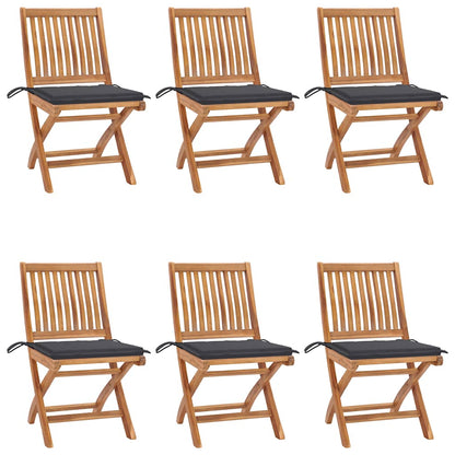 Skládací Zahradní Židle S Poduškami 6 Ks Masivní Teak Antracitová