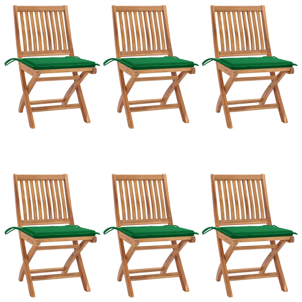Skládací Zahradní Židle S Poduškami 4 Ks Masivní Teak Zelená