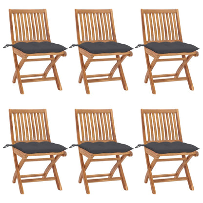 Skládací Zahradní Židle S Poduškami 4 Ks Masivní Teak Antracitová