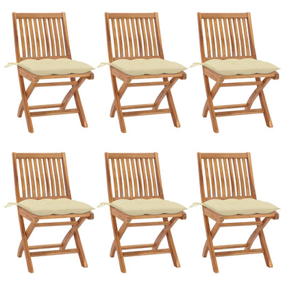 Skládací Zahradní Židle S Poduškami 4 Ks Masivní Teak Krémová