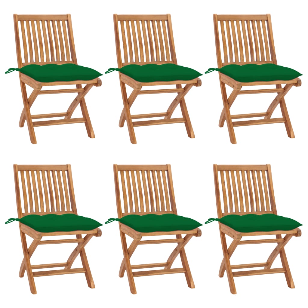 Skládací Zahradní Židle S Poduškami 4 Ks Masivní Teak Zelená