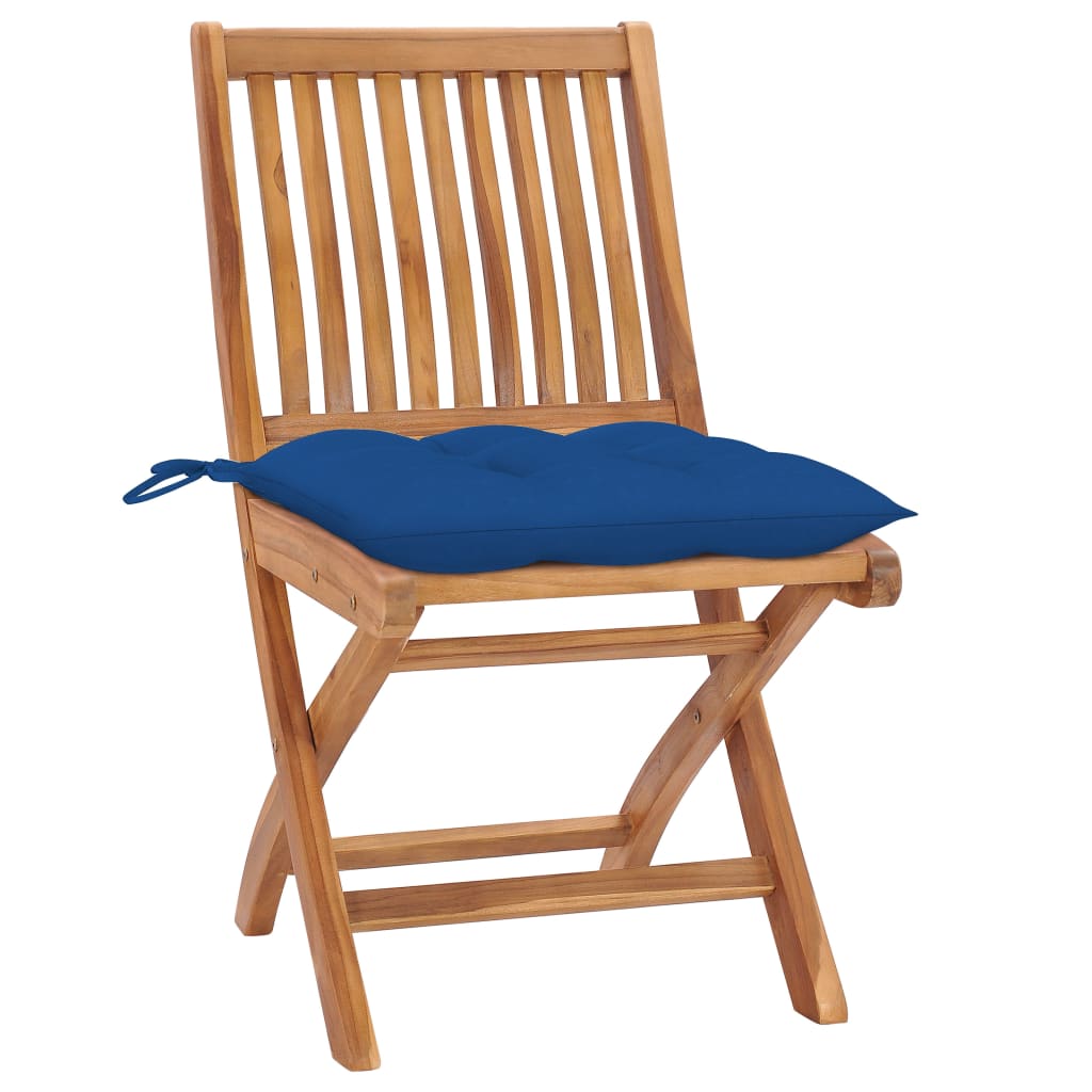 Skládací Zahradní Židle S Poduškami 6 Ks Masivní Teak Modrá