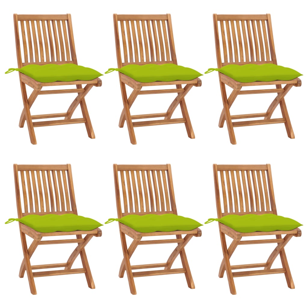 Zahradní Židle 2 Ks Jasně Zelené Podušky Masivní Teak Jasně Zelená