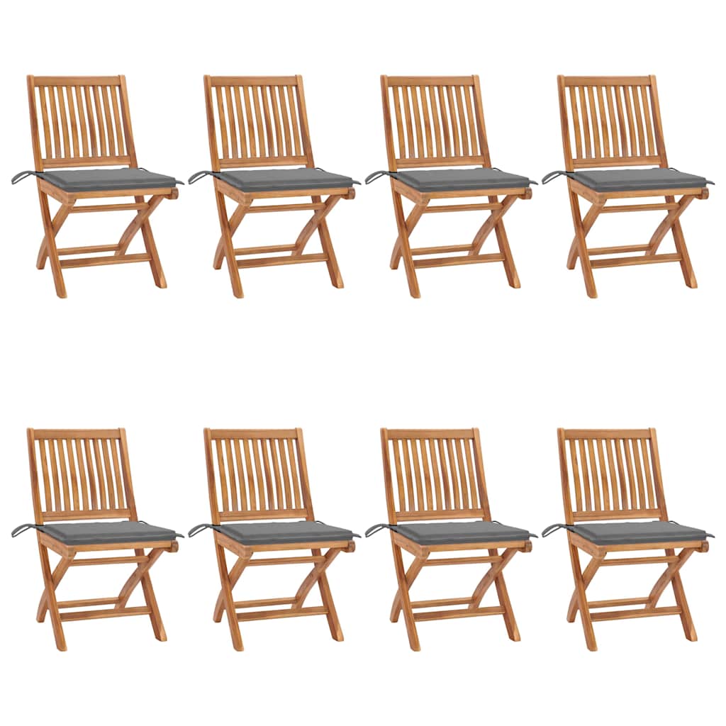 Skládací Zahradní Židle S Poduškami 6 Ks Masivní Teak Šedá