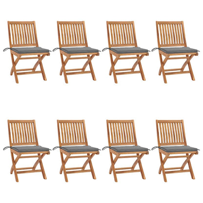 Skládací Zahradní Židle S Poduškami 6 Ks Masivní Teak Šedá