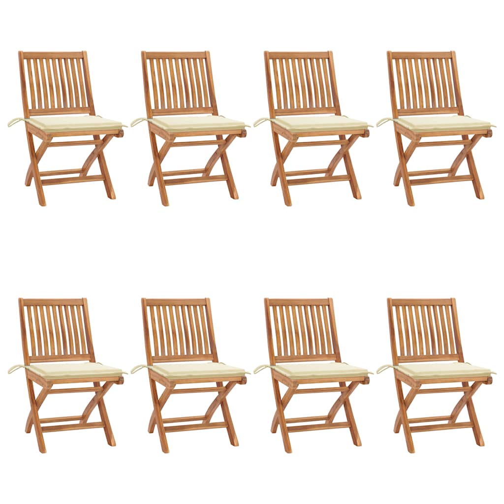 Skládací Zahradní Židle S Poduškami 6 Ks Masivní Teak Krémová