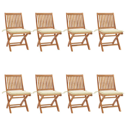 Skládací Zahradní Židle S Poduškami 6 Ks Masivní Teak Krémová